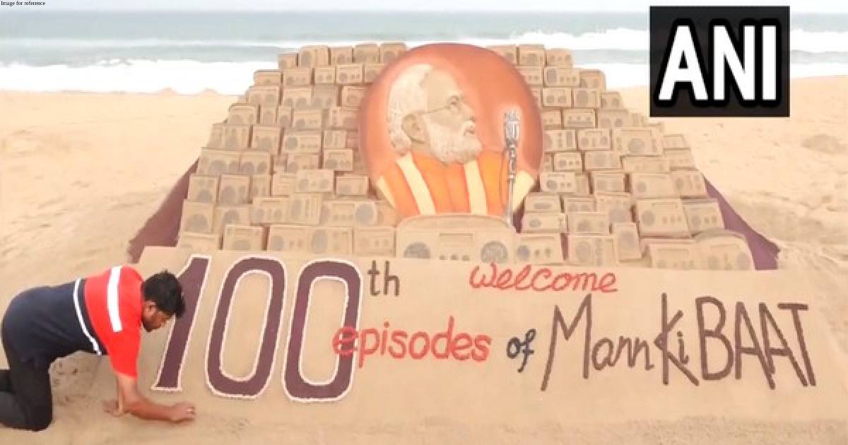 Sand artist creates sand sculpture in Puri beach ahead of 100th episode of Mann Ki Baath